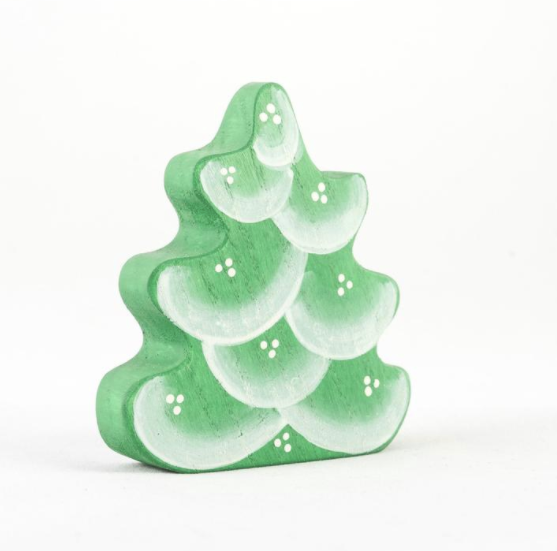 Handmade Wooden Small Christmas Tree With The Snow