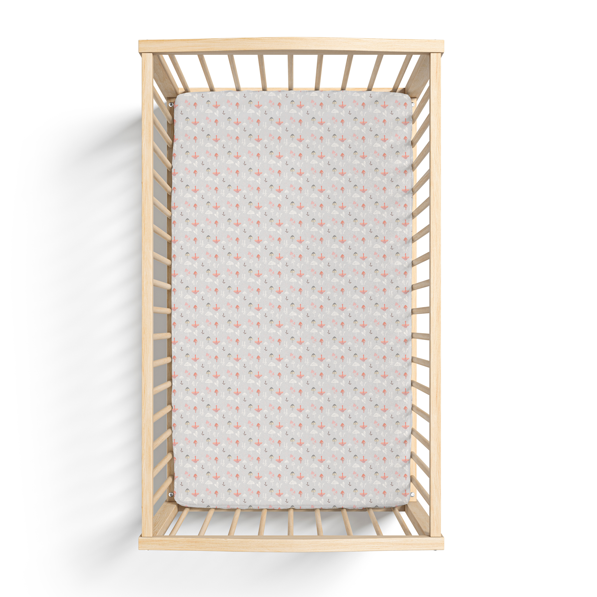 Jersey Knit Polyester Crib Sheet In Woodland Mushroom Meadow