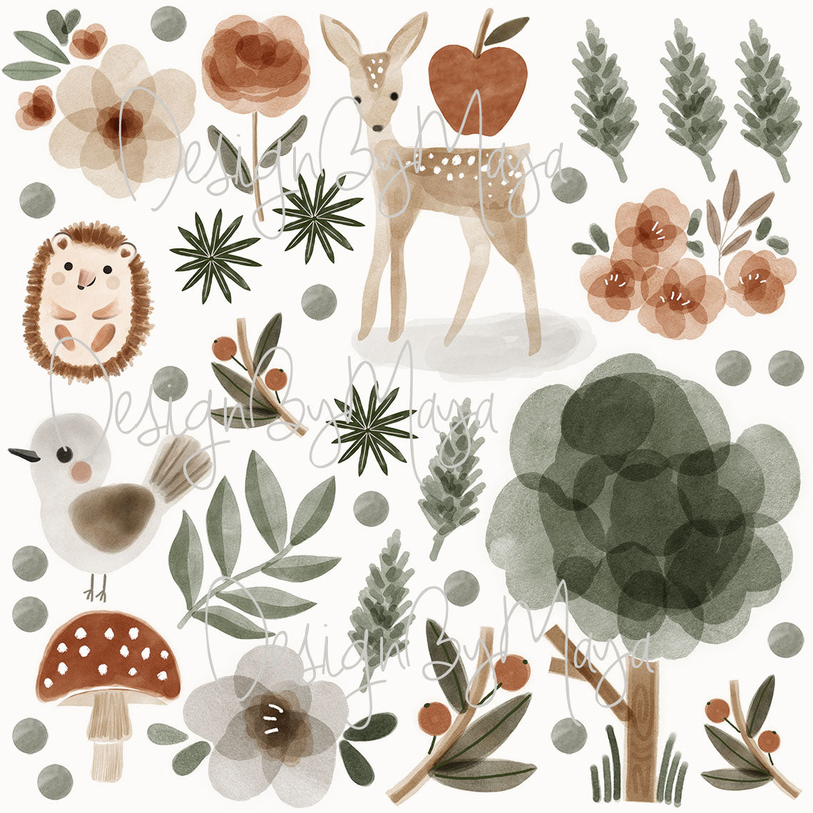 Woodland Baby Forest Animals - Fabric Nursery Wall Art Decals
