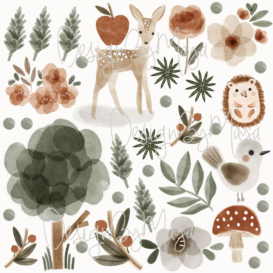 Woodland Baby Forest Animals - Fabric Nursery Wall Art Decals