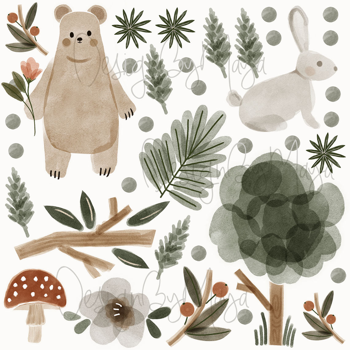 Woodland Baby Forest Animals - Fabric Nursery Wall Art Decals