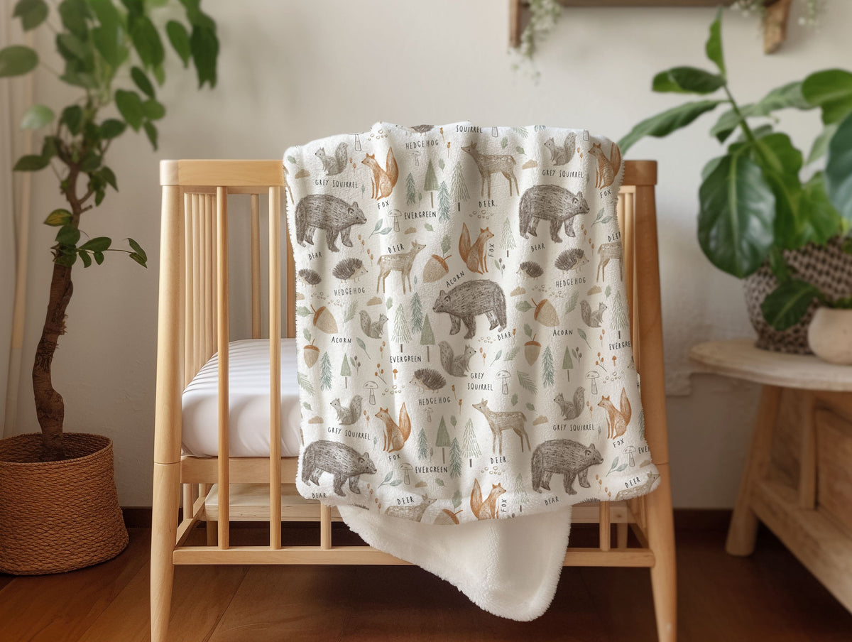 Woodland Forest Trees - Vintage Baby Blanket