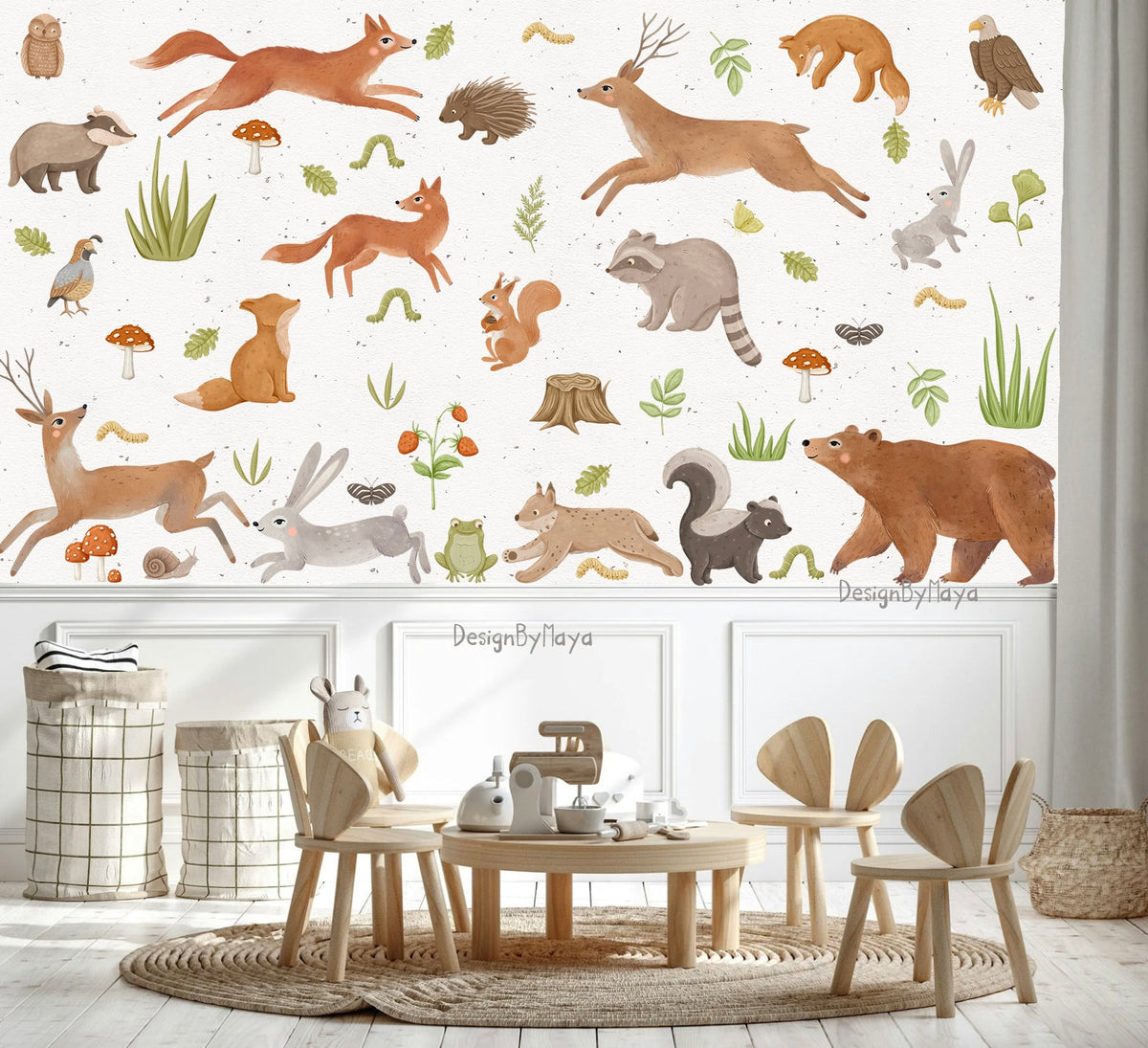 Woodland Animals & Pine Trees - Fabric Nursery Wall Art Decals