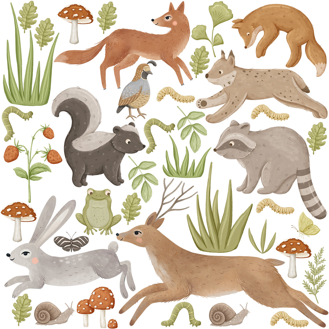 Woodland Animals & Pine Trees - Fabric Nursery Wall Art Decals