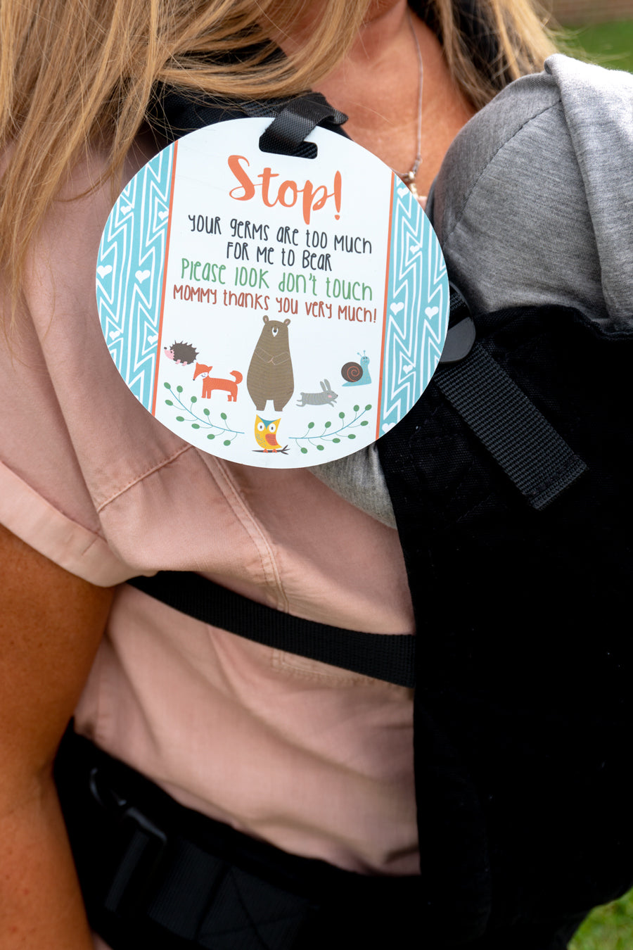 Woodlands No Touching My Newborn Car Seat Sign Tag