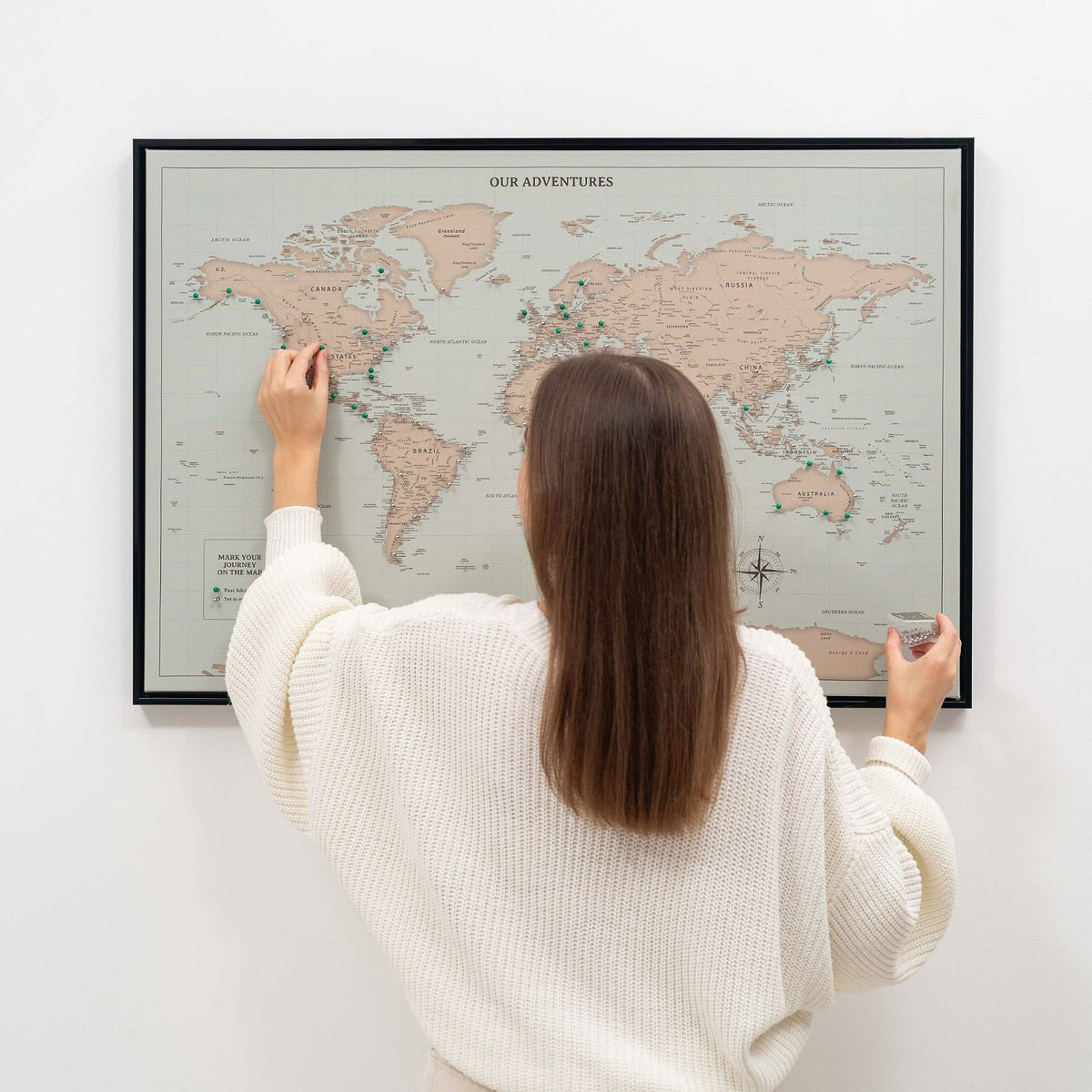 World Map On Canvas - Antique