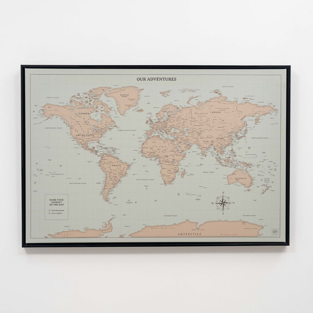 World Map On Canvas - Antique