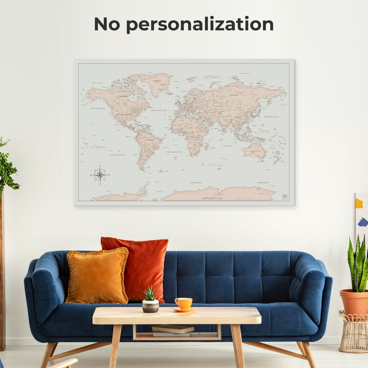 World Map On Canvas - Antique