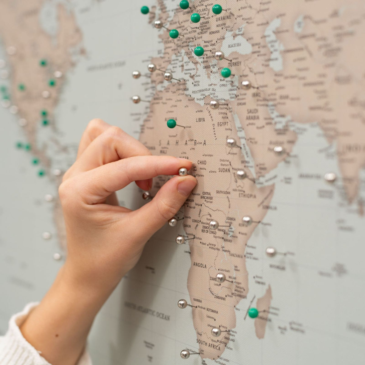 World Map On Canvas - Antique