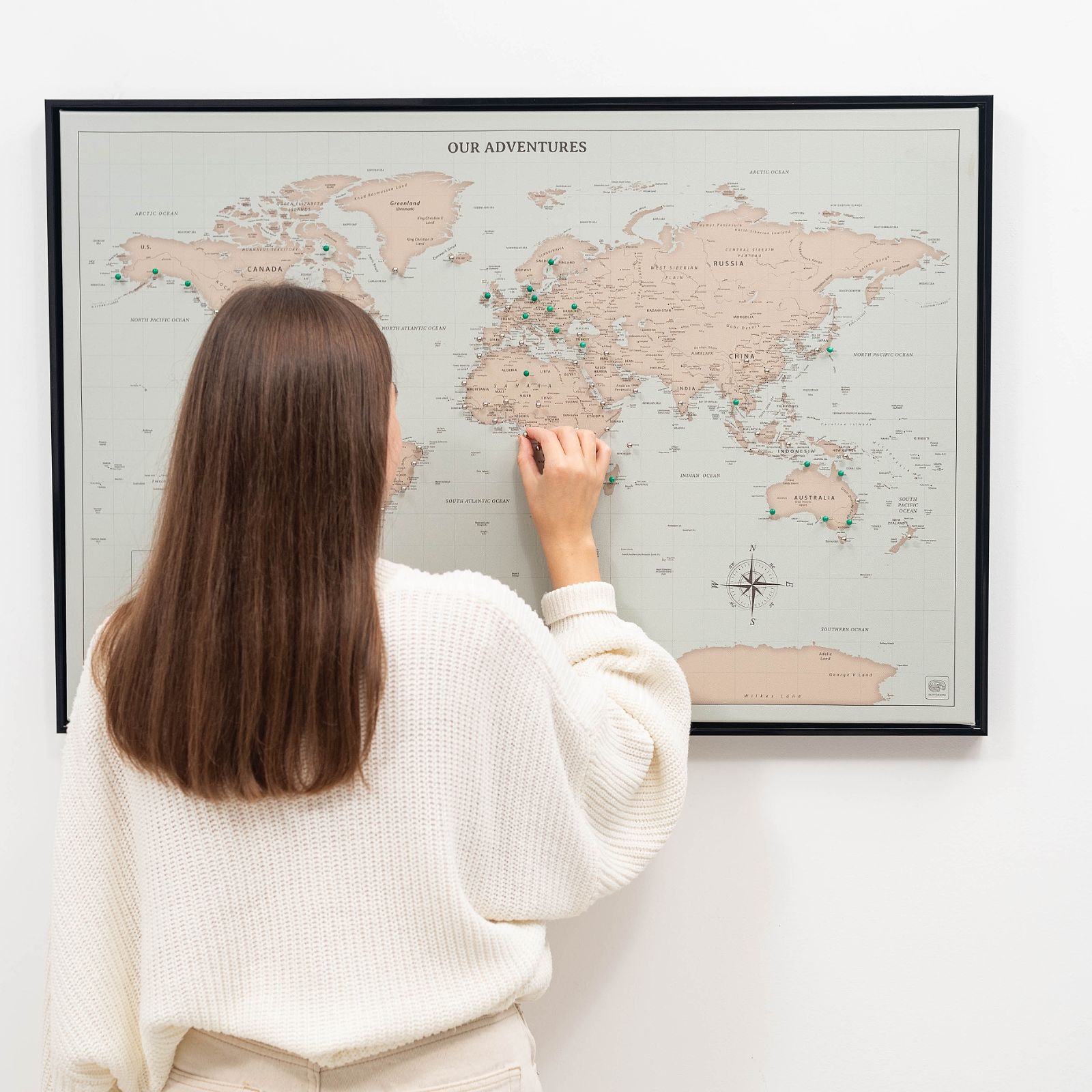 World Map On Canvas - Antique