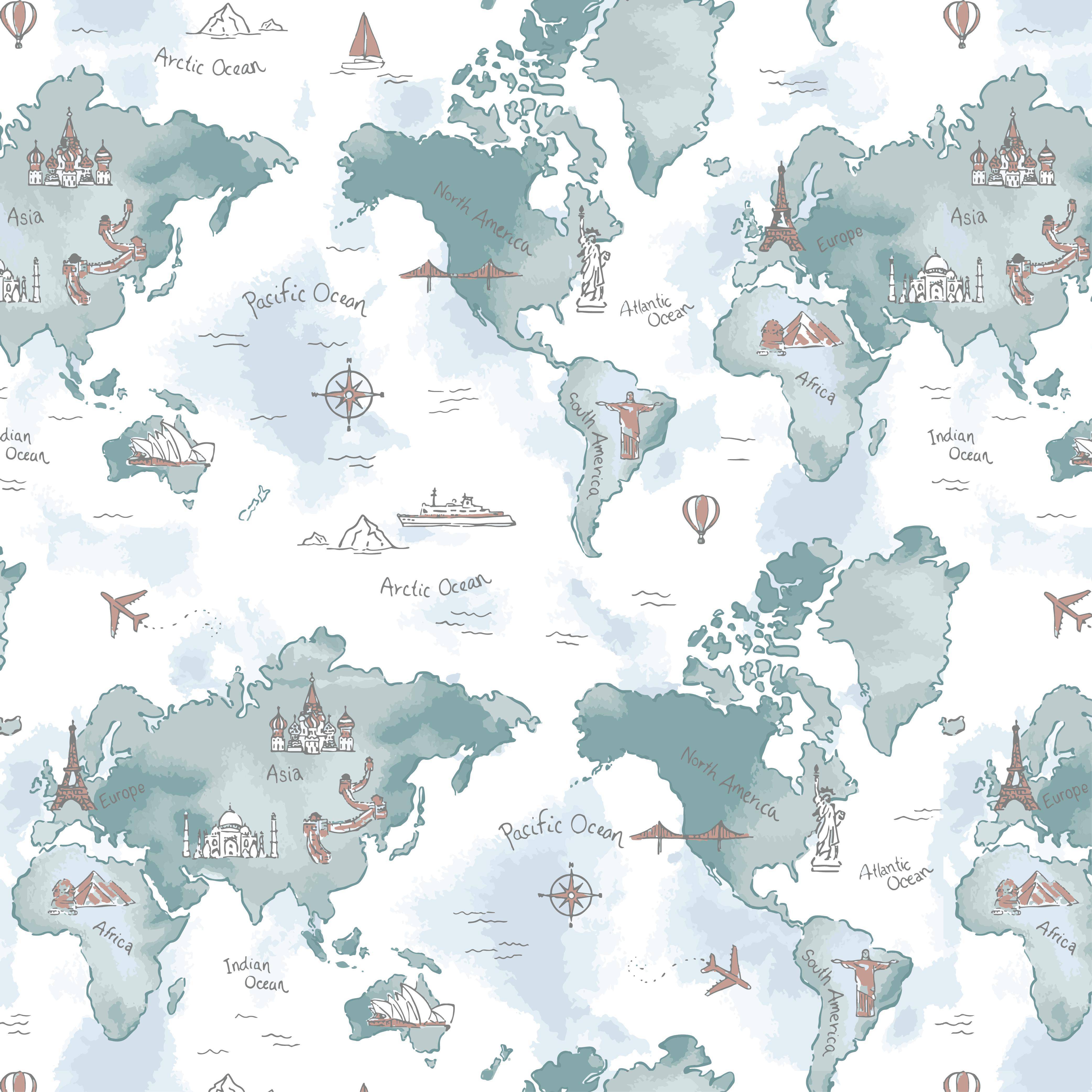 World Map Oh So Soft Muslin Crib Sheet