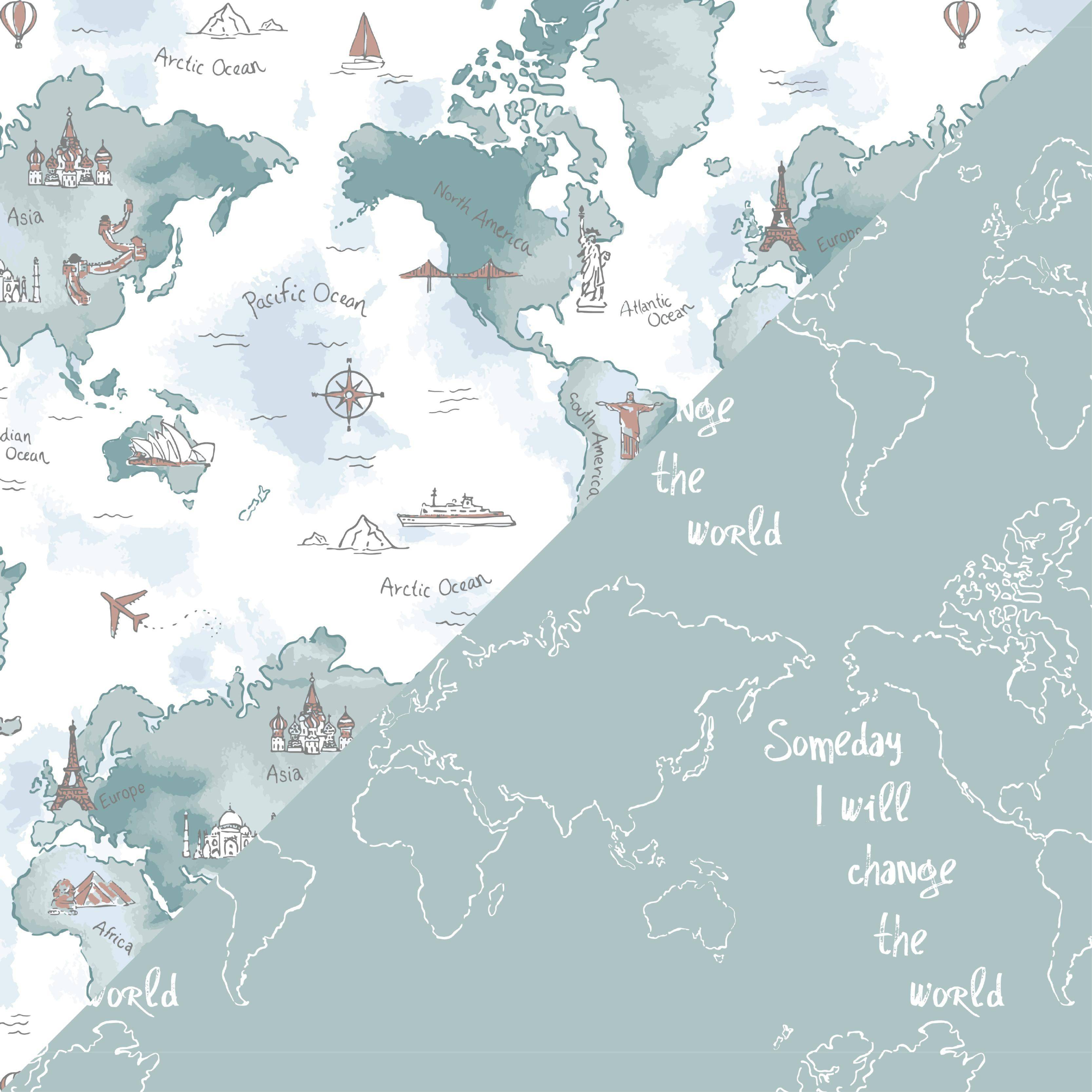 Muslin Swaddle Blanket Set Oh So Soft World Map + Someday