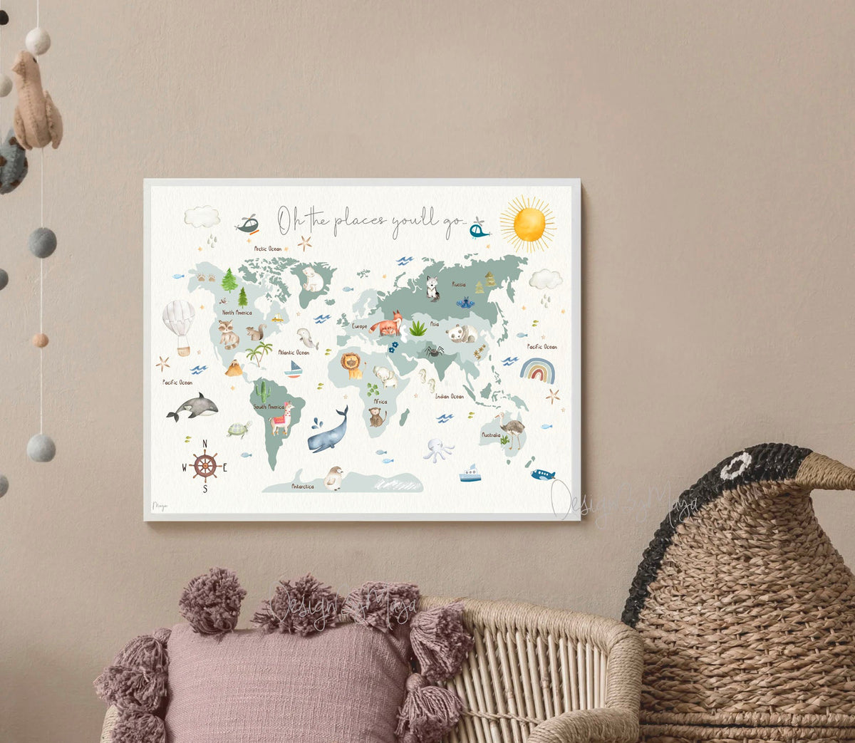 World Map Print - Luster Paper Nursery Wall Art Print