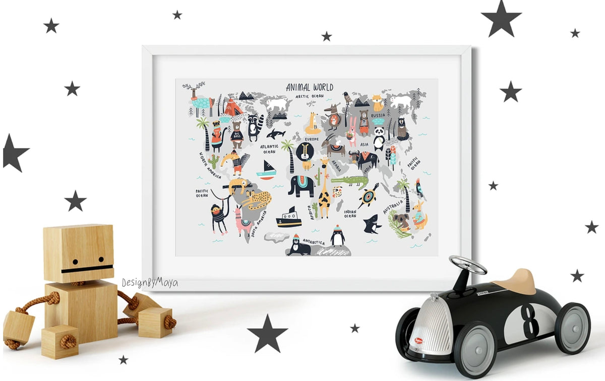 World Map Print - Luster Paper Nursery Wall Art Print