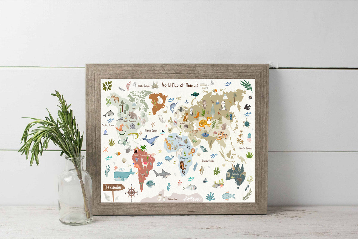 World Map Print - Luster Paper Nursery Wall Art Print