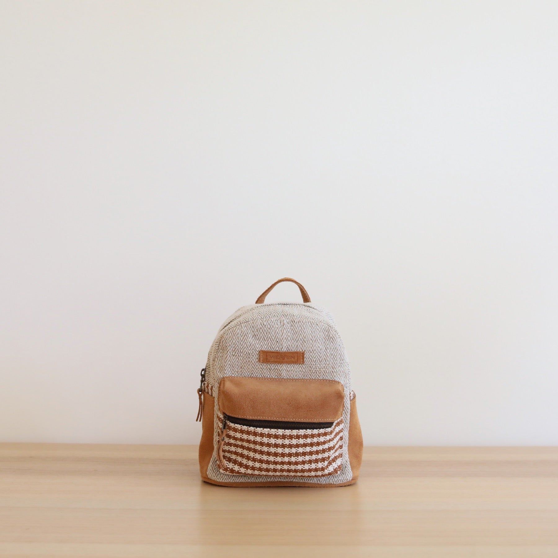 Woven Mini Backpack - Houndstooth