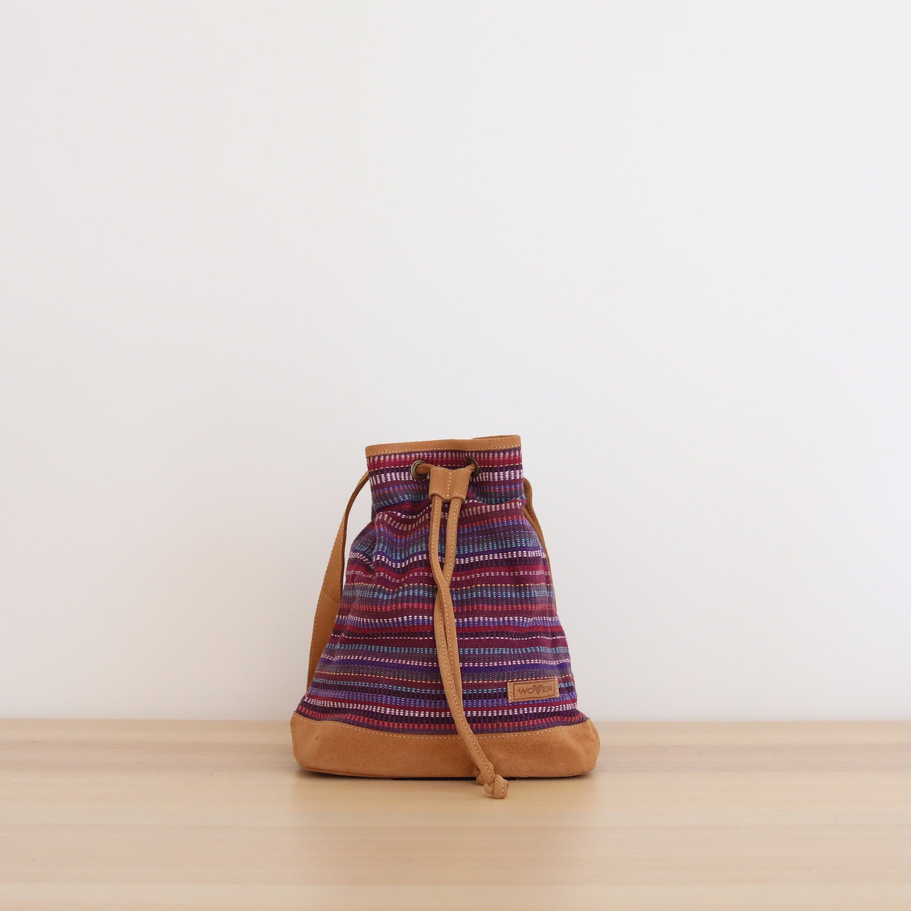 Woven Drawstring Bucket Bag