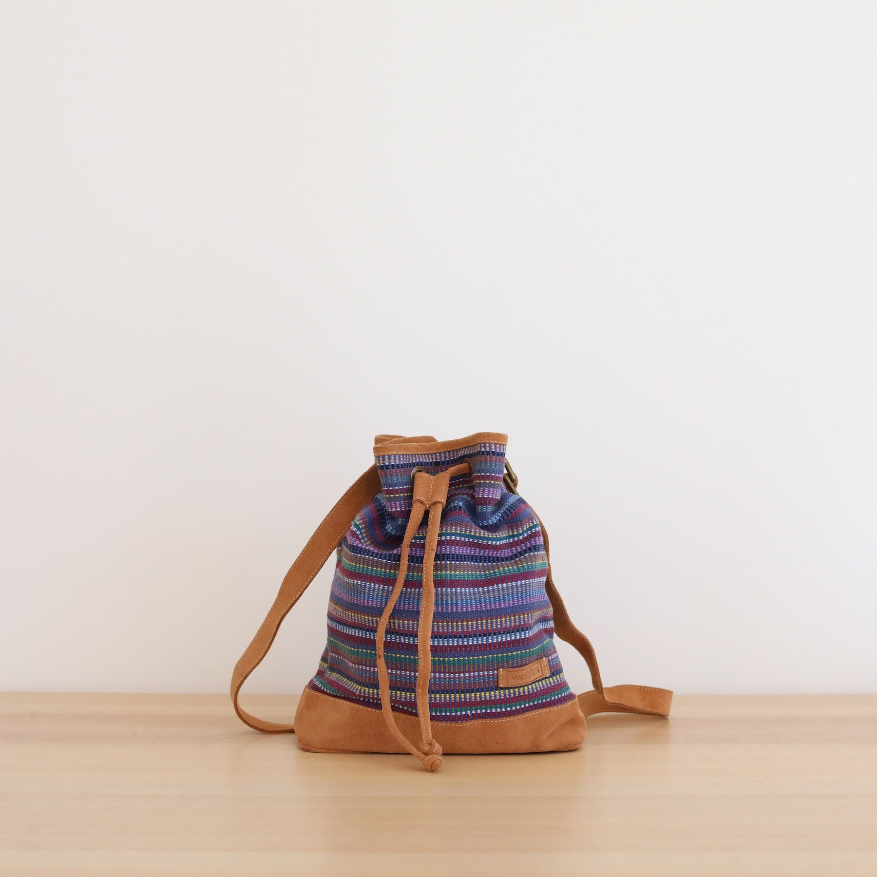 Woven Drawstring Bucket Bag