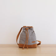 Woven Drawstring Bucket Bag - Sally
