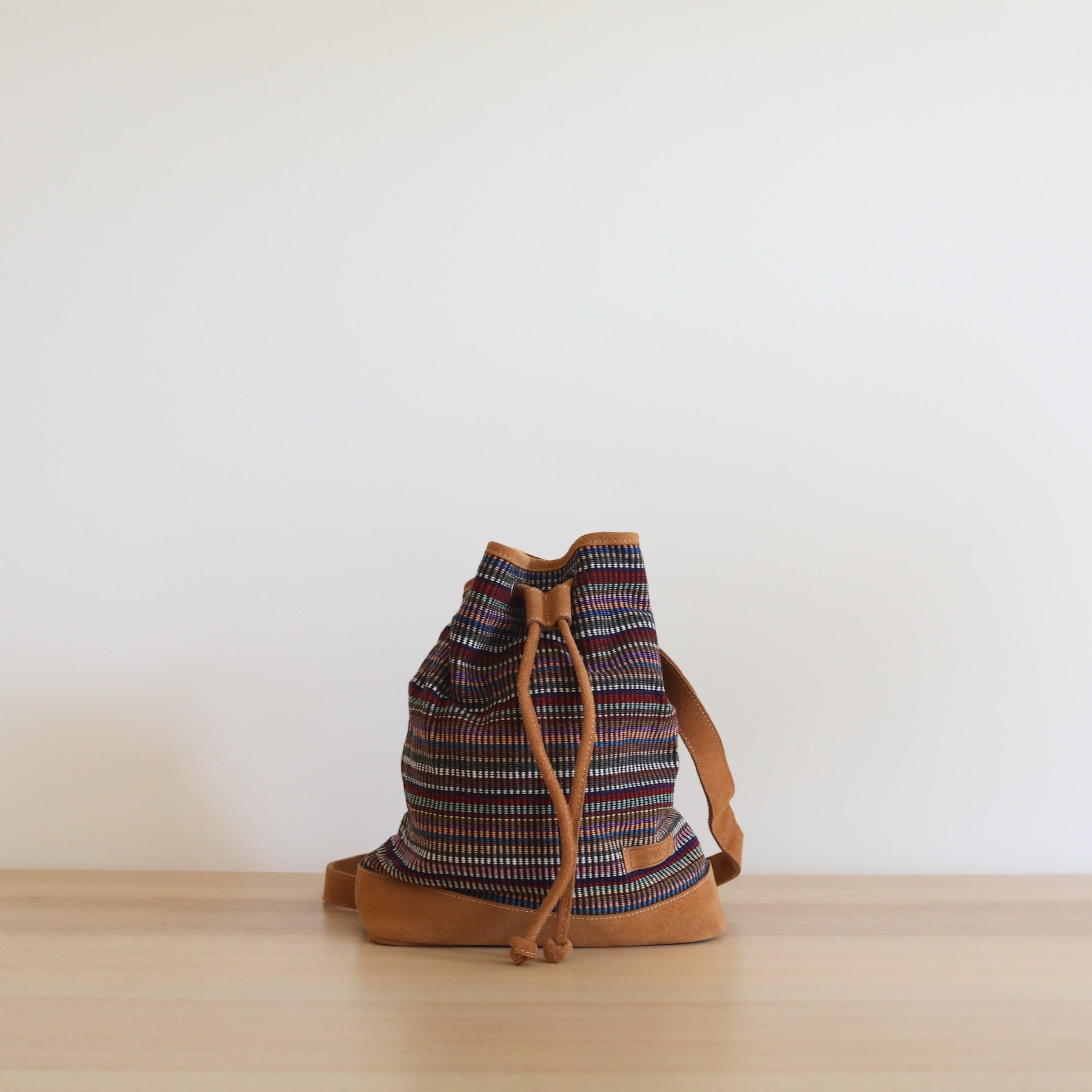 Woven Drawstring Bucket Bag