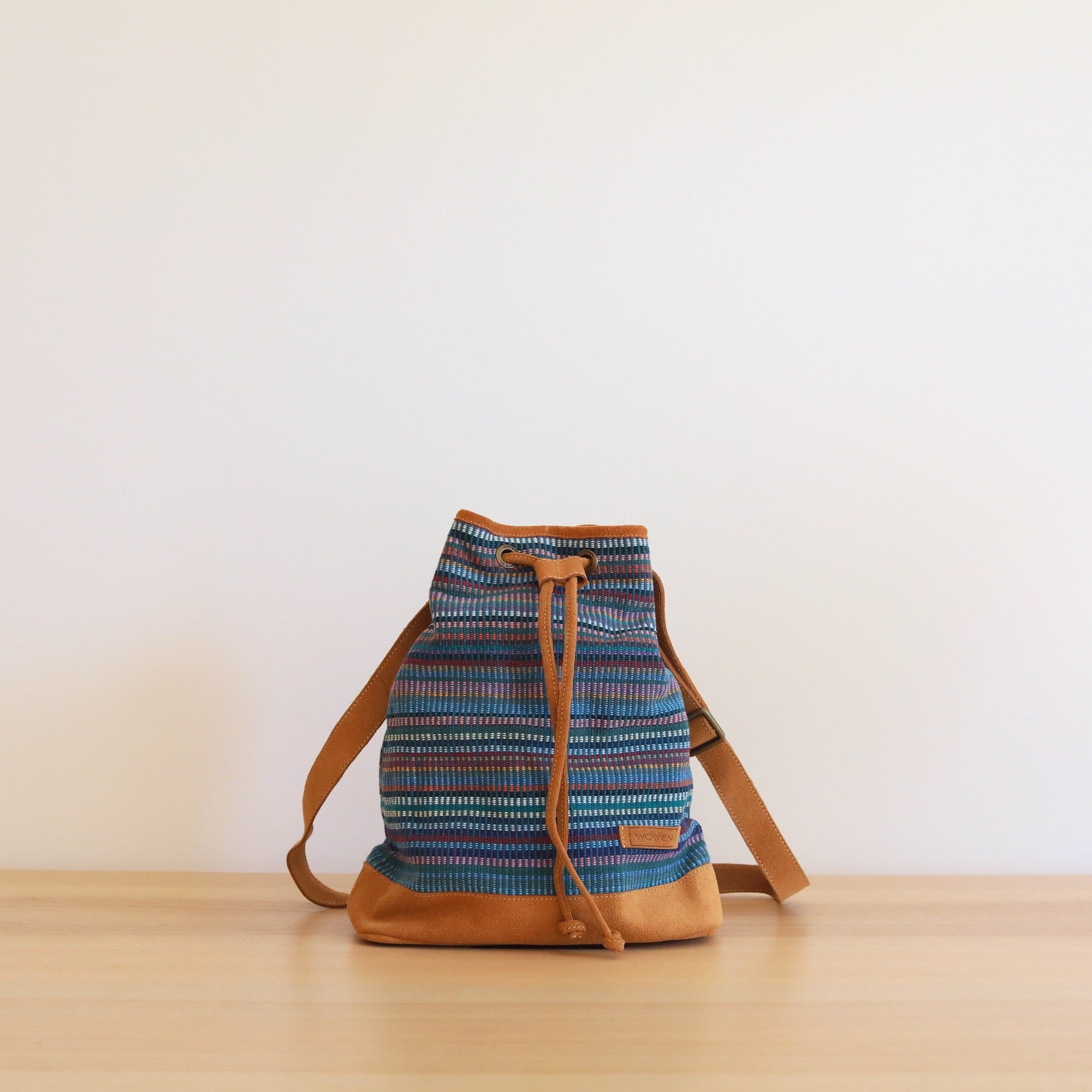 Woven Drawstring Bucket Bag