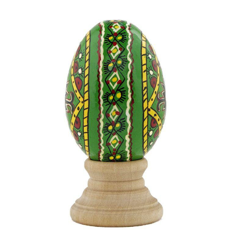 Green Diamond Hand Painted Wooden Pysanky Easter Egg