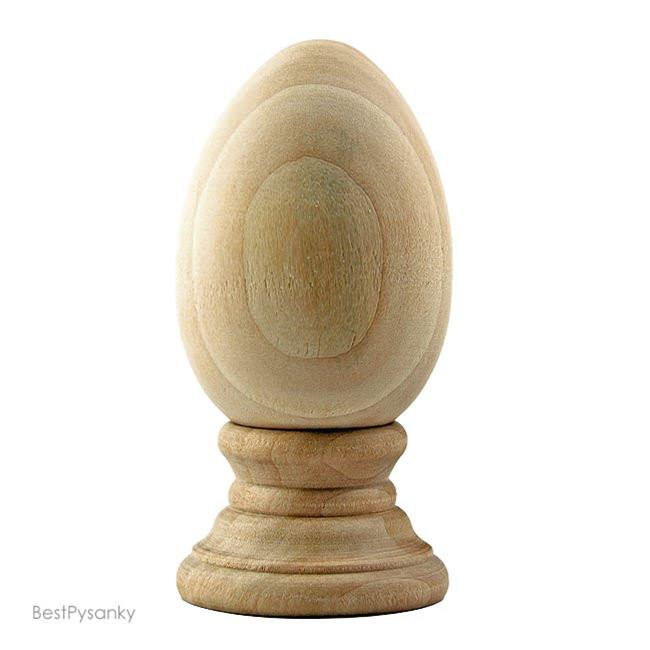 Unfinished Blank Wooden Egg With Stand