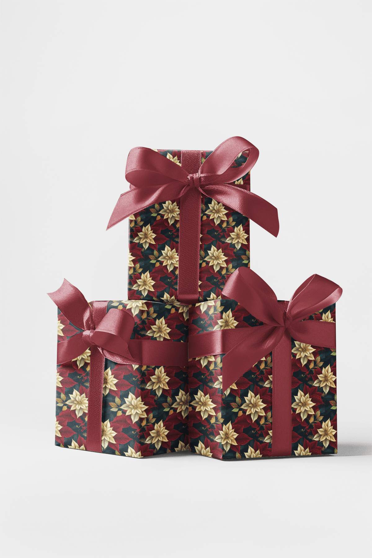 Yuletide Velvet Poinsettia Wrapping Paper