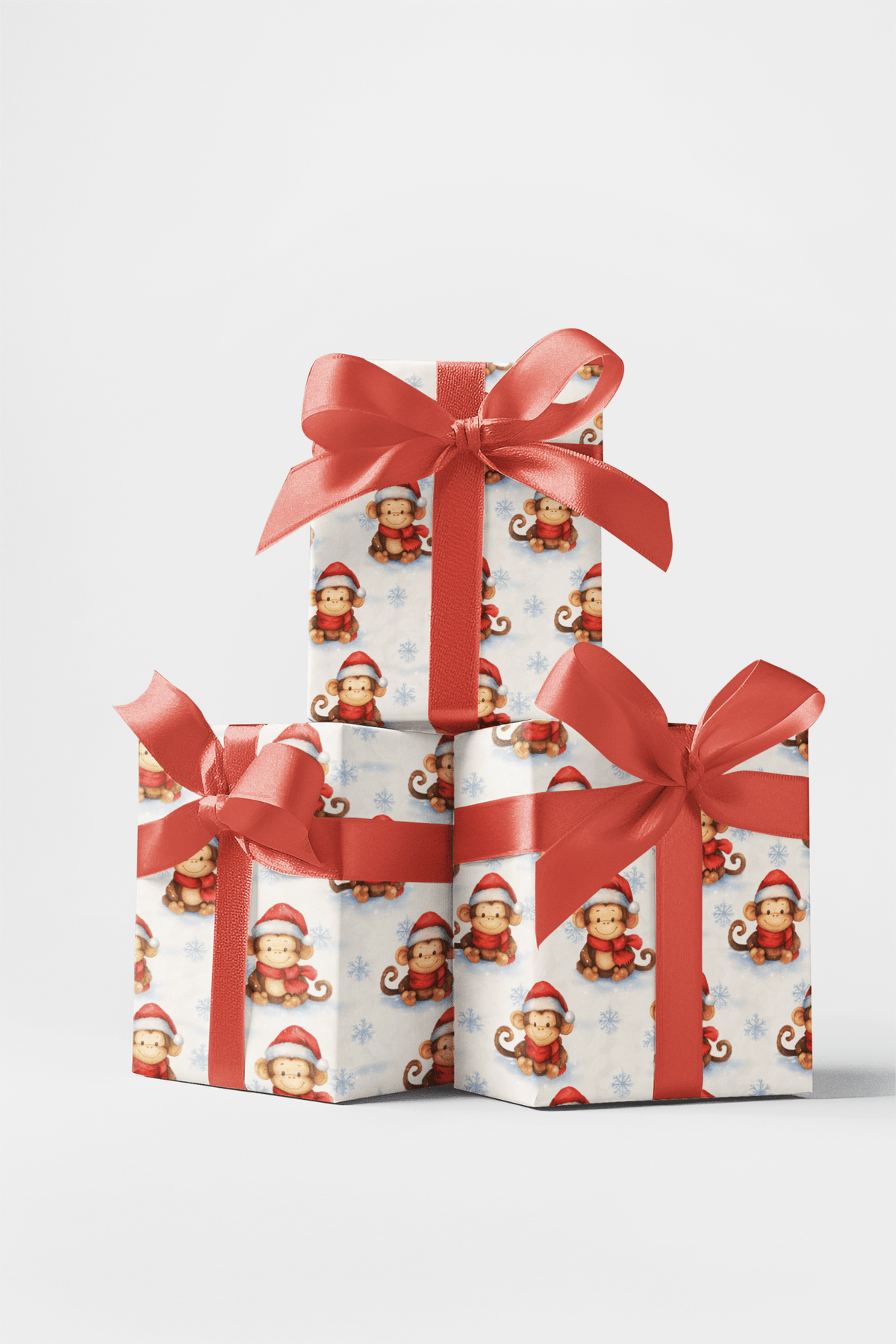 Festive Snowy Monkey Wrapping Paper