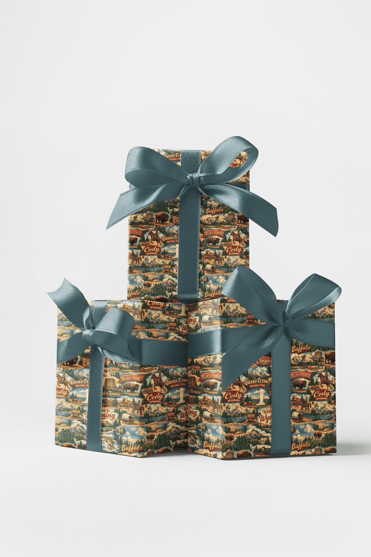 Wyoming Postcard Memories Wrapping Paper