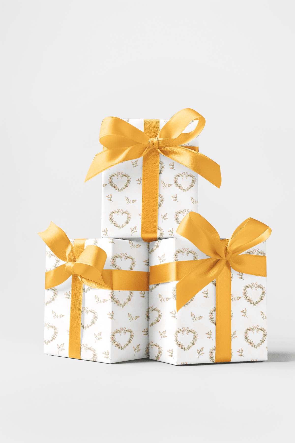 Floral Frame Hearts Wrapping Paper