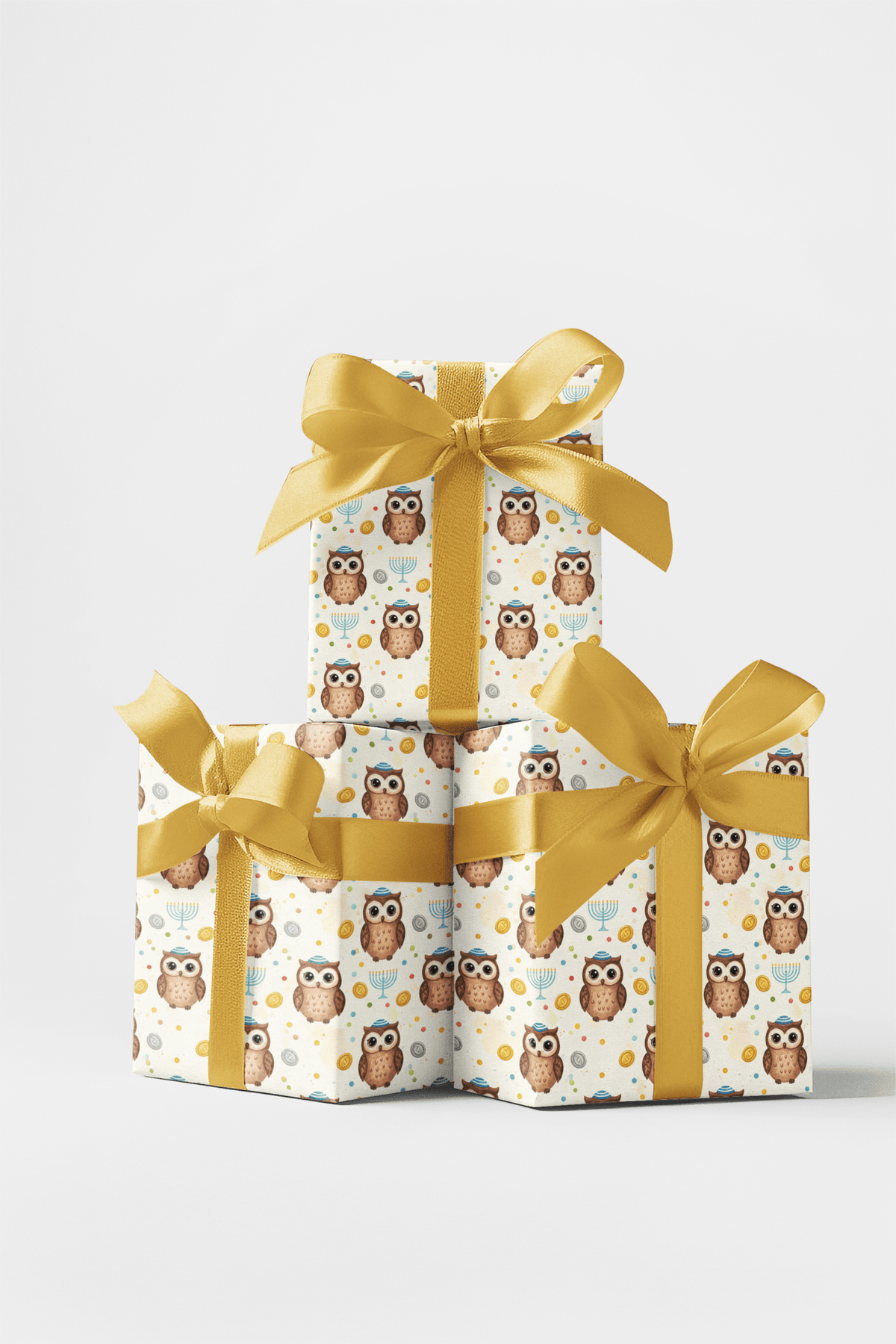 Owls Celebrate Hanukkah Wrapping Paper