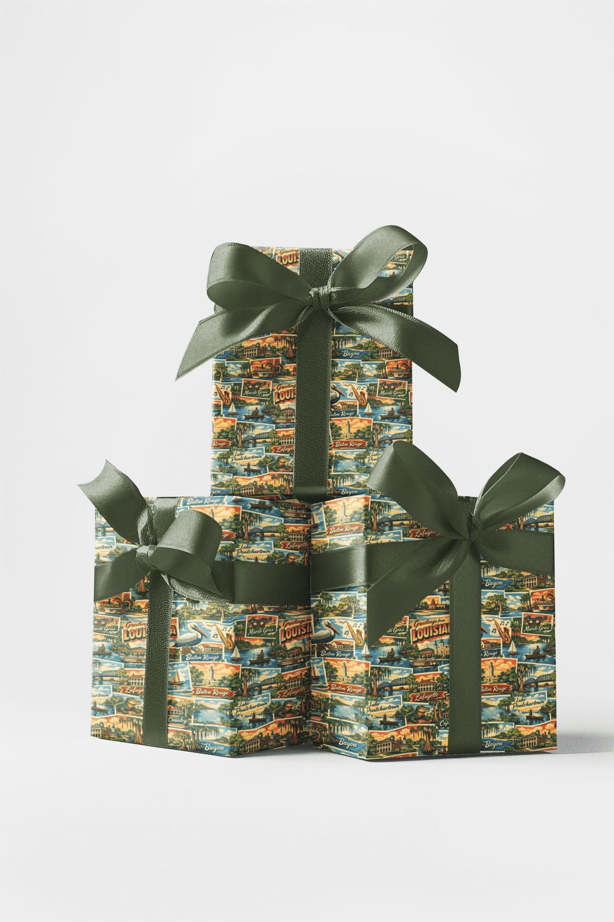 Louisiana Postcard Memories Wrapping Paper