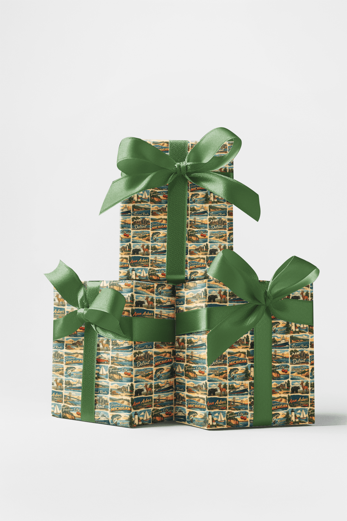 Michigan Postcard Memories Wrapping Paper