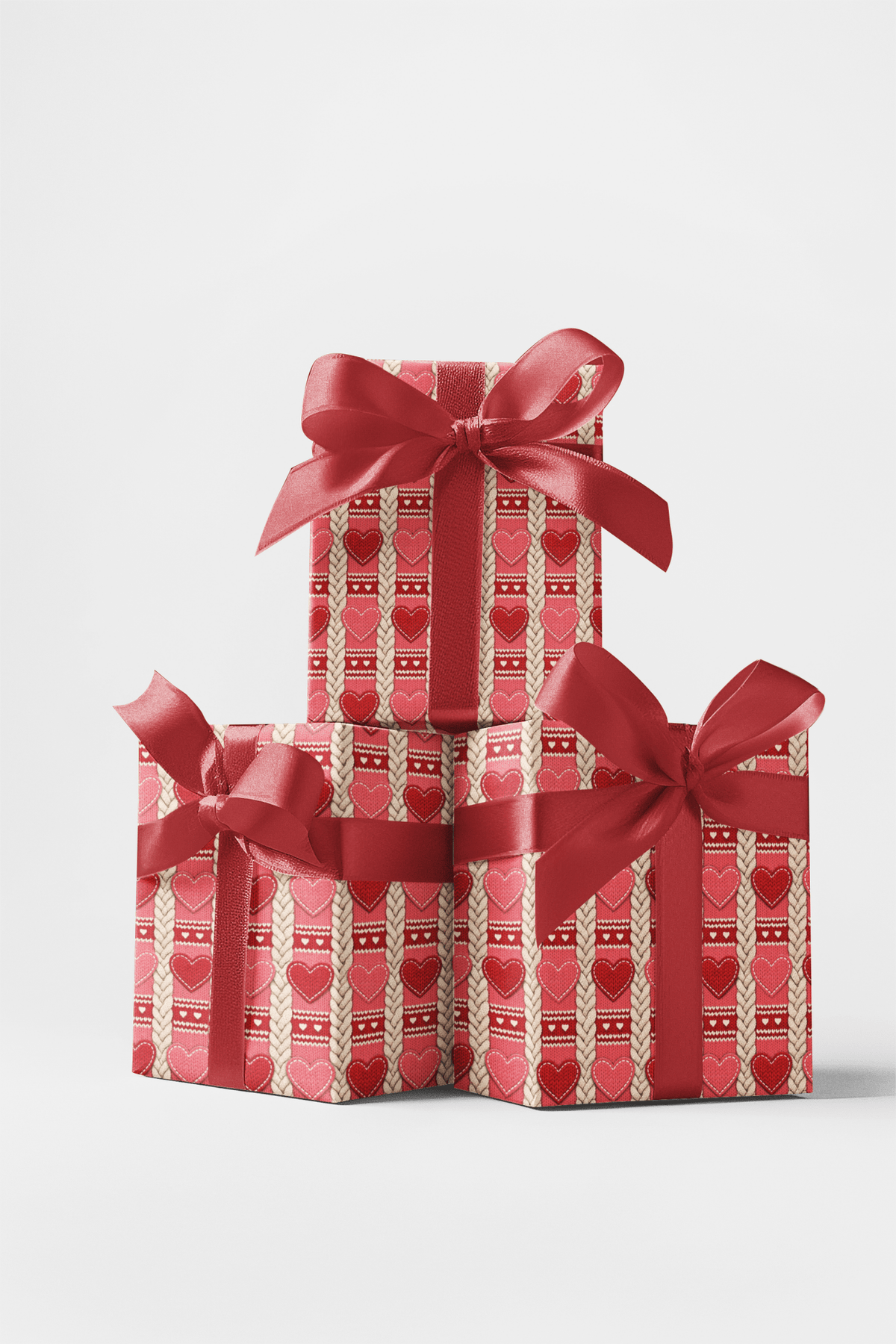 Cozy Knit Hearts Wrapping Paper