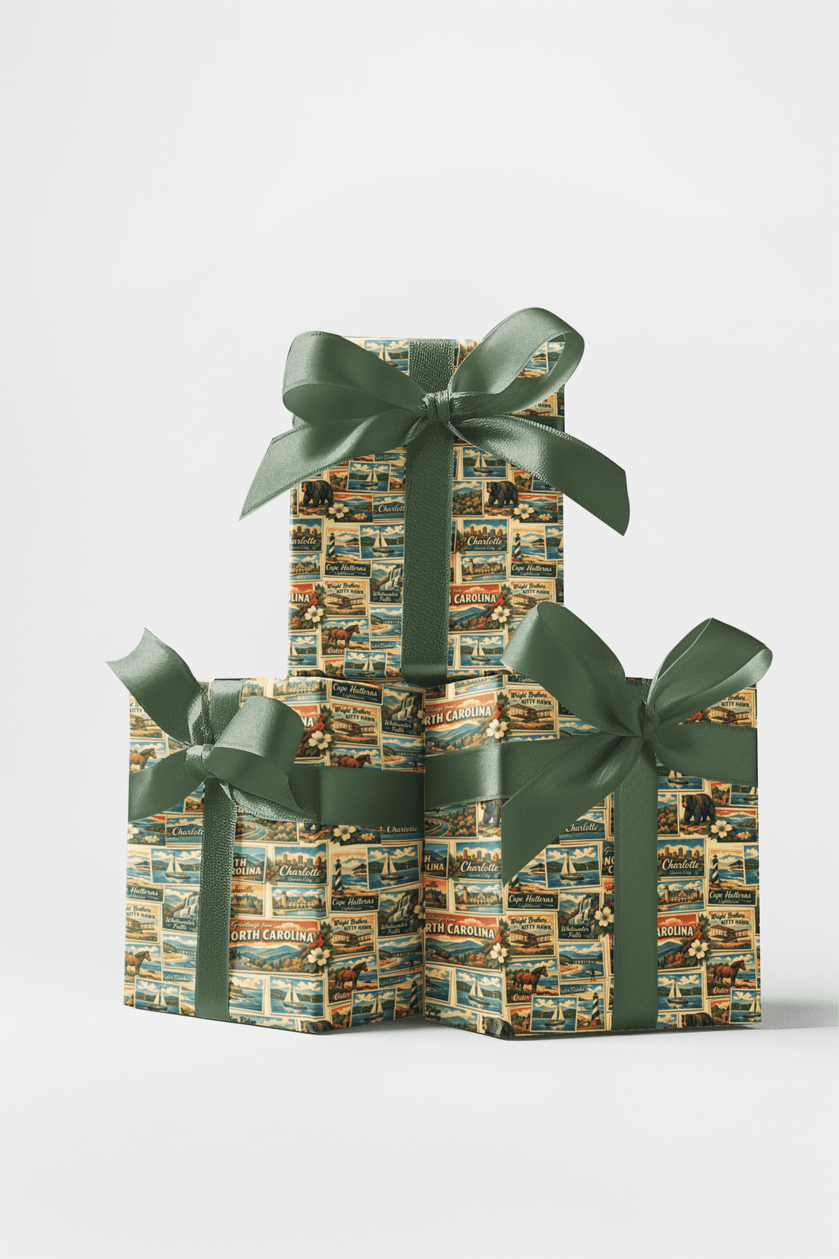 North Carolina Postcard Memories Wrapping Paper