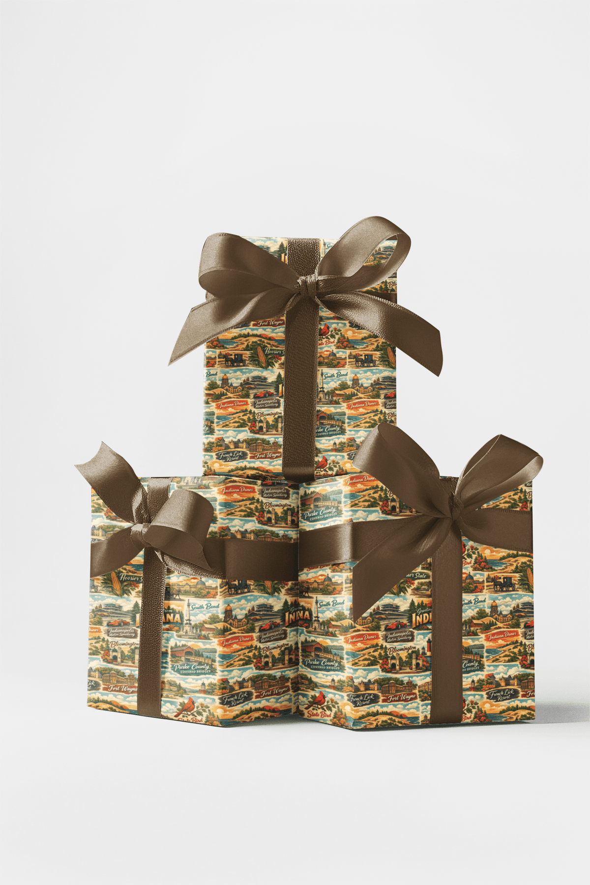 Indiana Postcard Memories Wrapping Paper