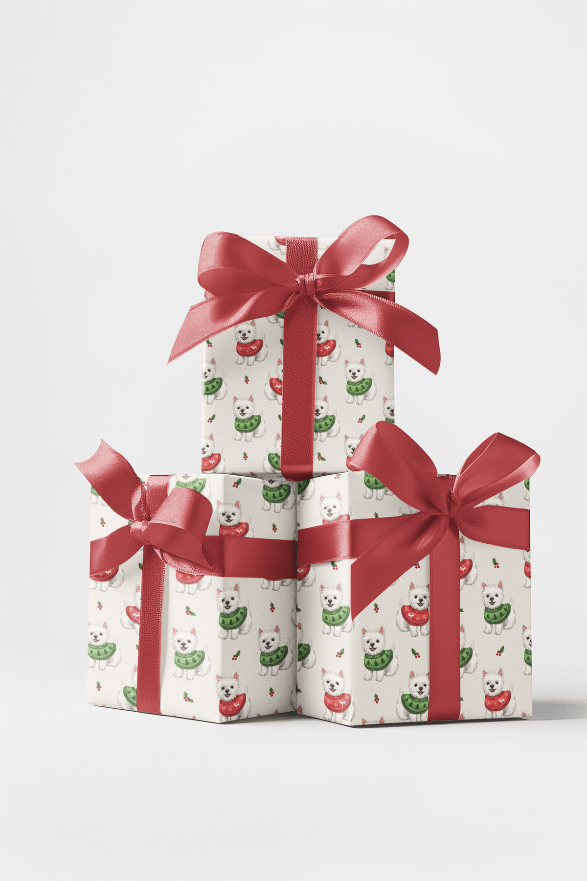 White Westie Holiday Sweaters Wrapping Paper