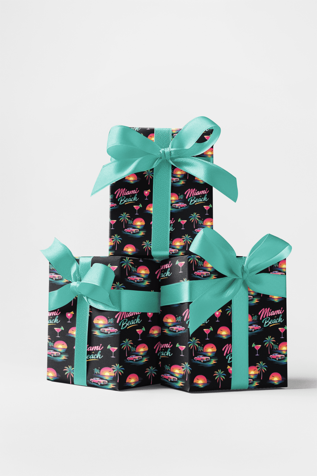 Miami Beach Retro Waves Wrapping Paper