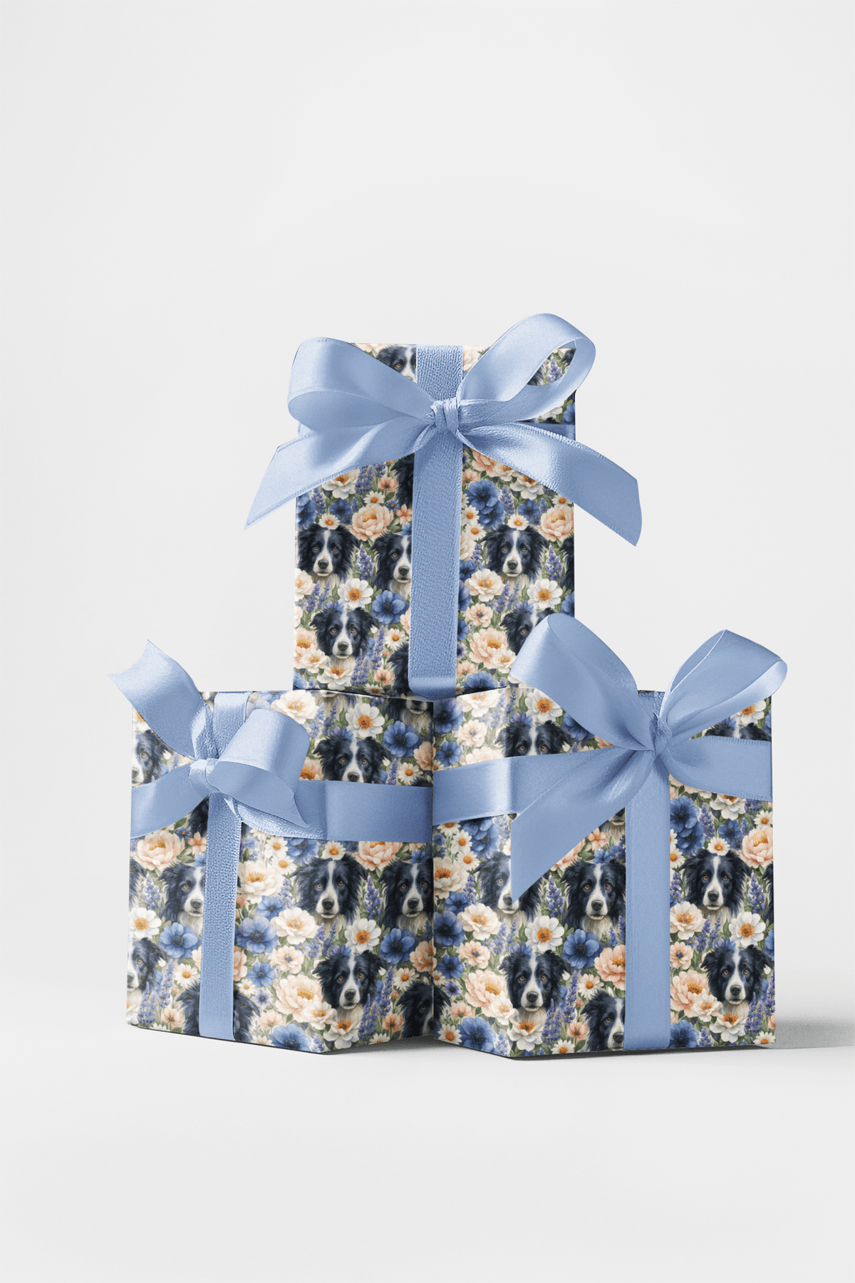Border Collie Bloom Wrapping Paper