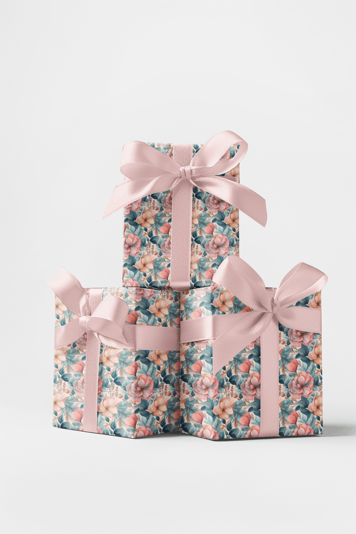 Azure Bloom Wrapping Paper