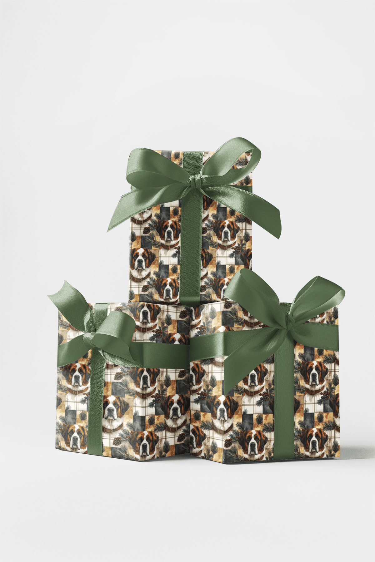 Rustic Plaid Retreat (st. Bernard) Wrapping Paper