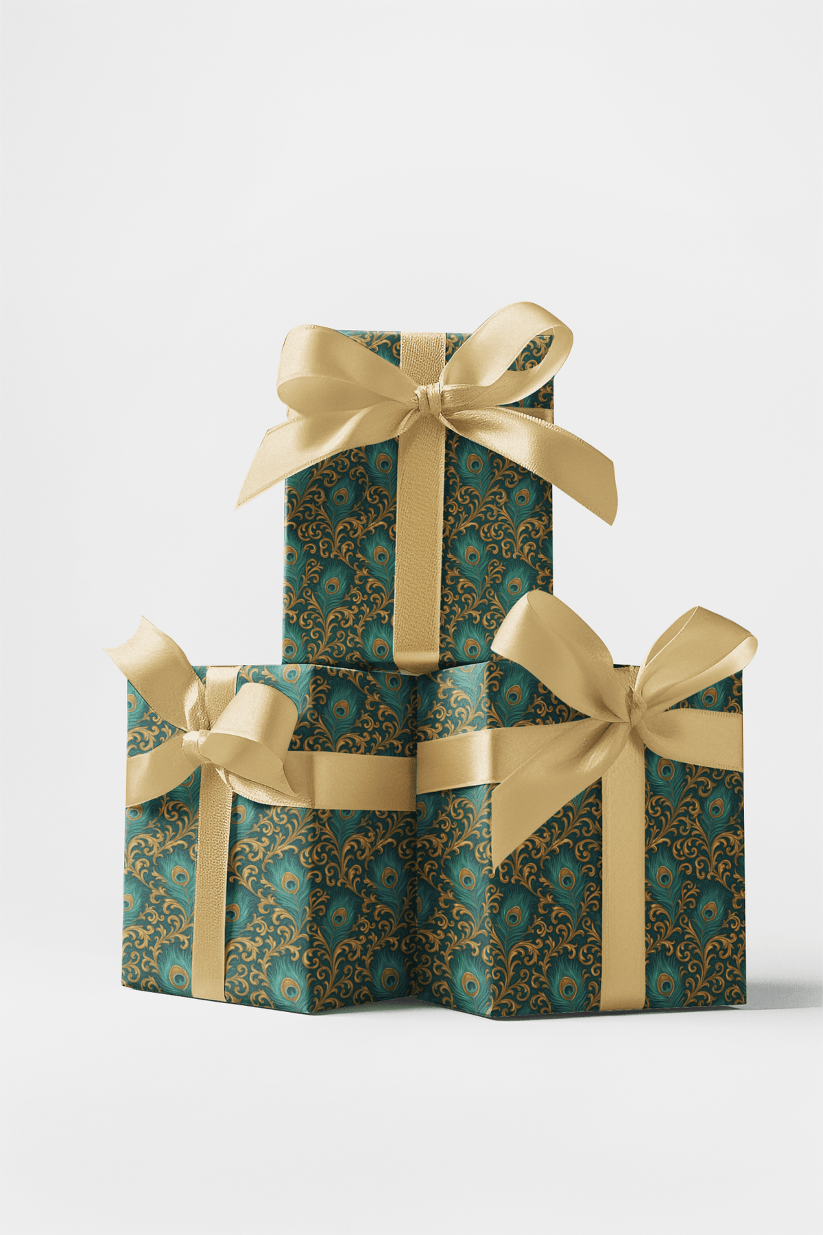 Peacock Plumage Script Wrapping Paper