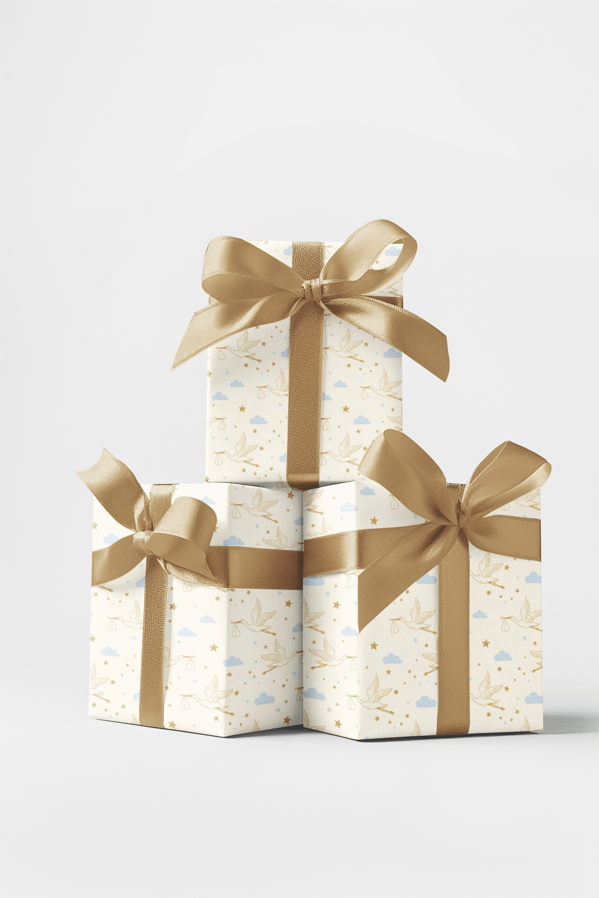 Golden Stork Skies Wrapping Paper