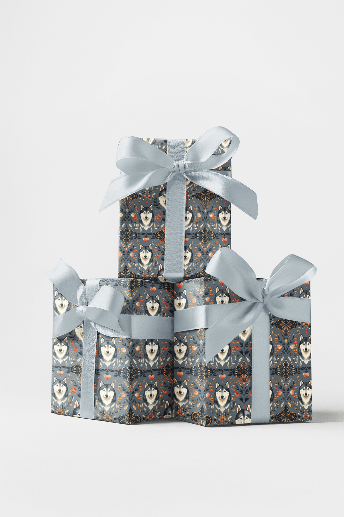 Scandinavian Husky Folk Art (alaskan Husky) Wrapping Paper
