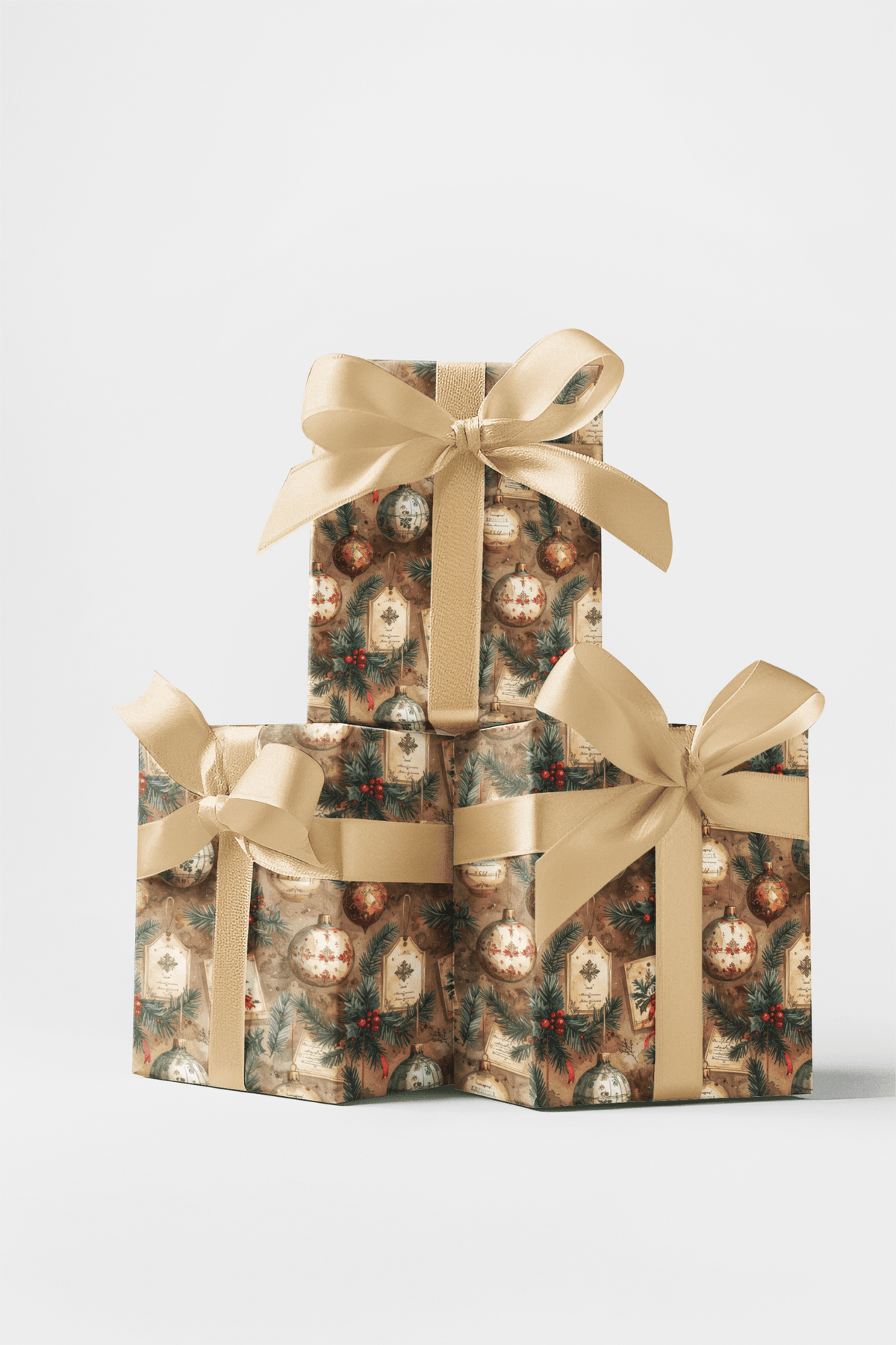 Vintage Ornament Registry Wrapping Paper