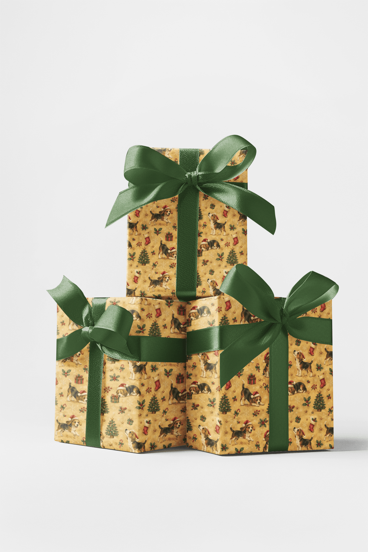 Beagles In Santa Hats Wrapping Paper