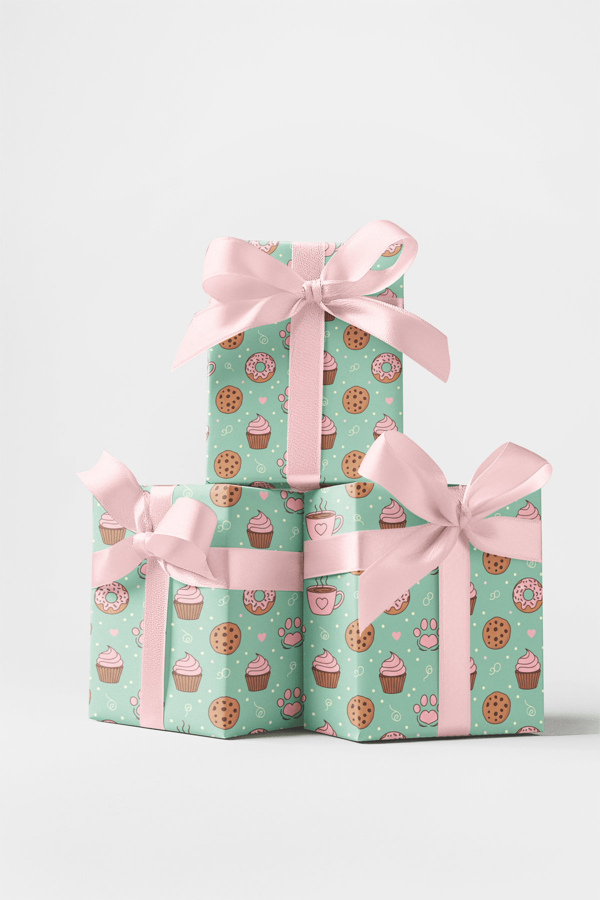 Paws & Pastry Mint Wrapping Paper