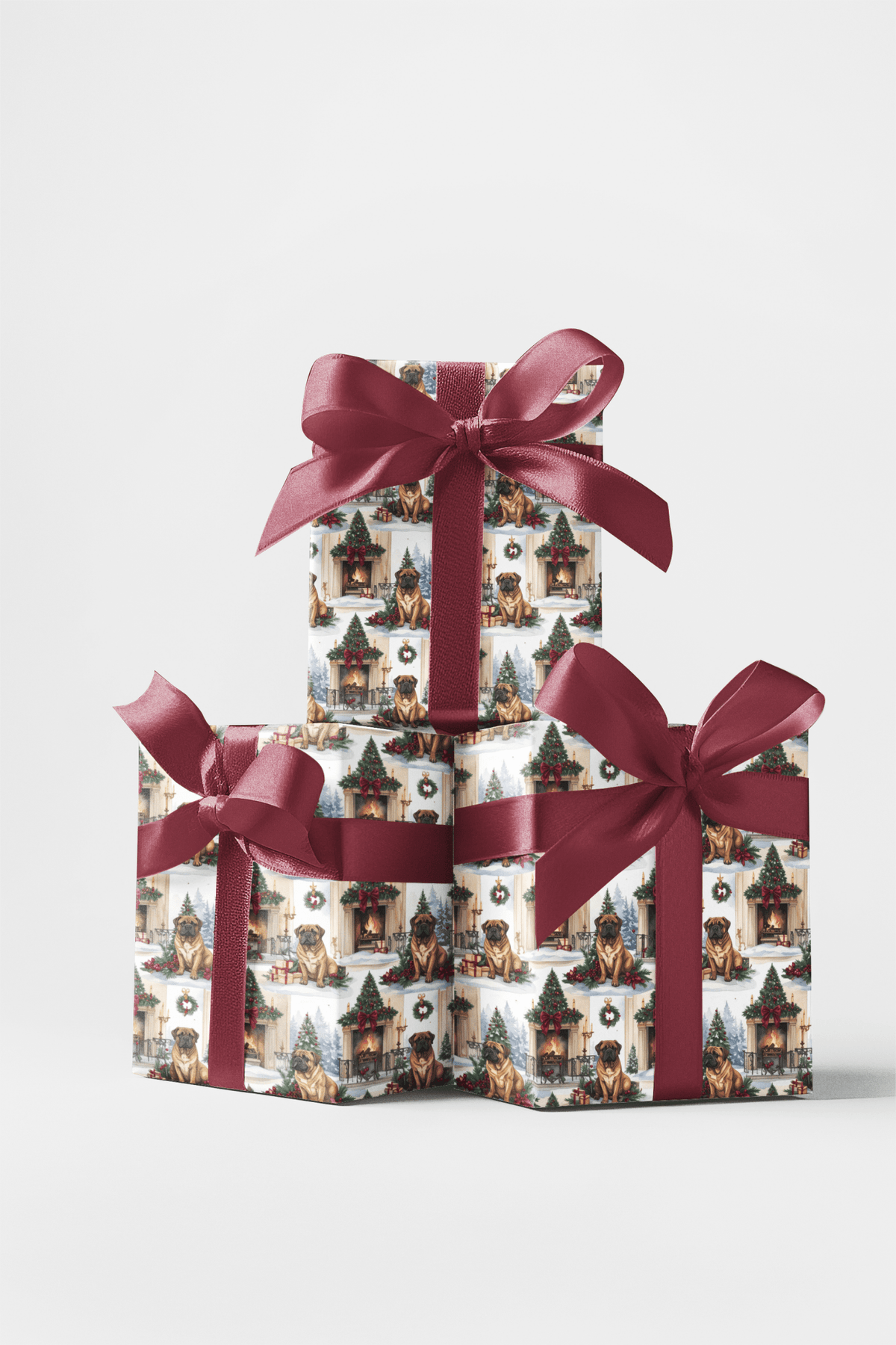 English Mastiff Christmas Manor Wrapping Paper