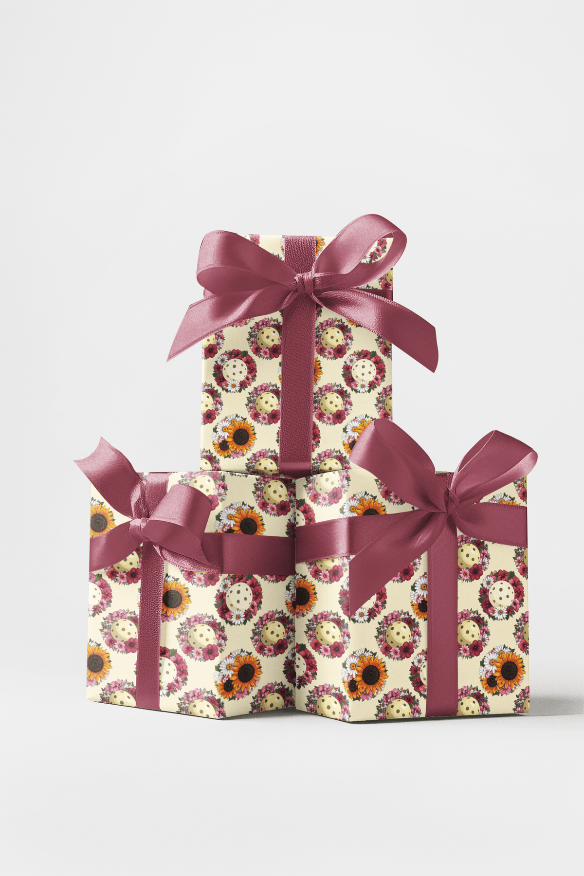 Blooming Pickleball Wreaths Wrapping Paper